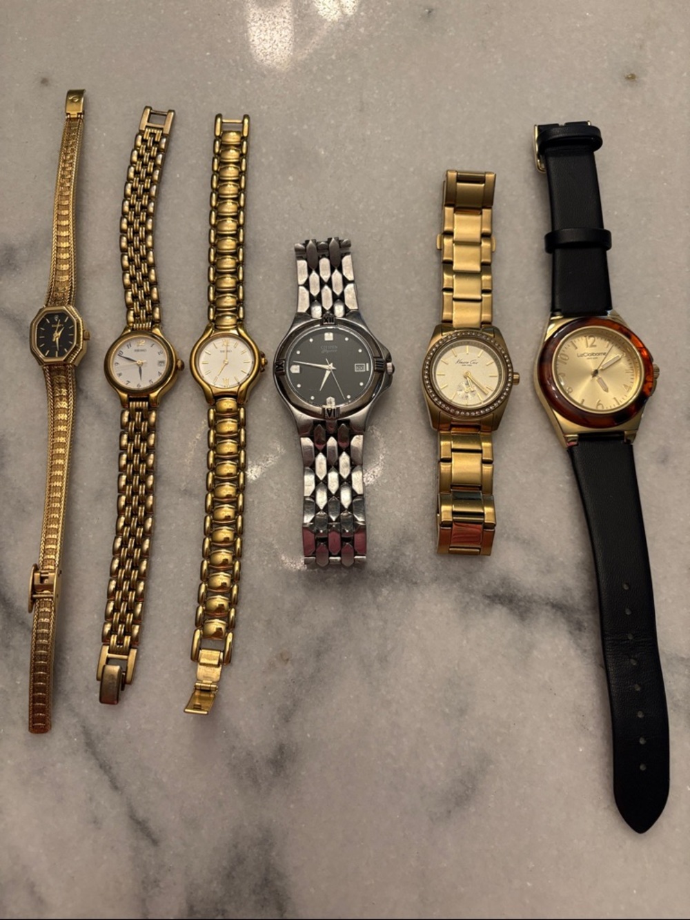 Gold, Silver and Black Women's Watch Lot - Mixed Metal and Leather Bands